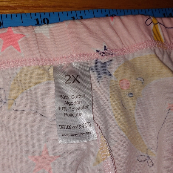 Pink Pajama Moon Set Cotton Short Sleeve V-Neck Shirt Capri Pants Sleepwear XXL - Picture 13 of 14